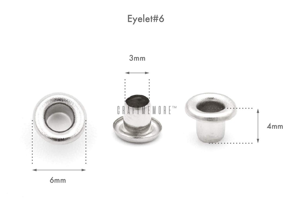 1/8" Grommets Eyelets 3MM Hole Self-Backing for Beads, Leather, Canvas - 200pcs