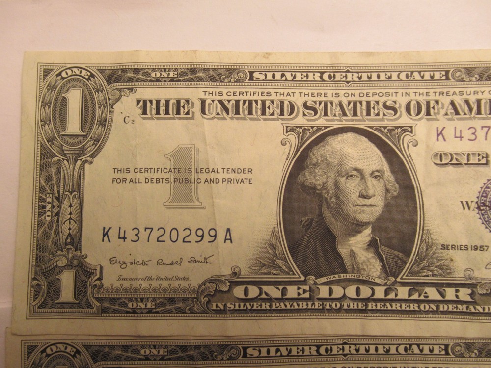 FOUR Consecutive 1957 A $1 Silver Certificates, UNC