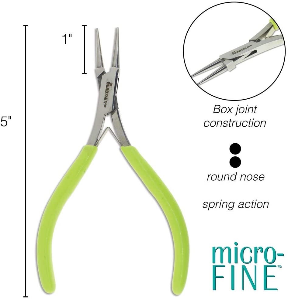 1 Bead Smith Micro Mini Round Nose Pliers 5" Long for Wire Wrapping