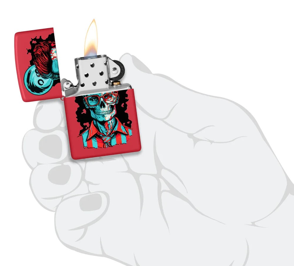 Zippo Dapper Skeleton Design Red Matte Color Image 46242