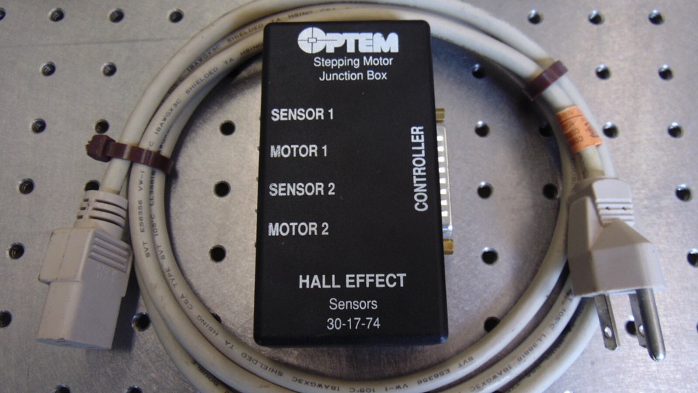 OPTEM DUAL STEPPER ZOOM FOCUS (?) W/ CABLES CONTROLLER FILTER WHEEL AND POWER S.