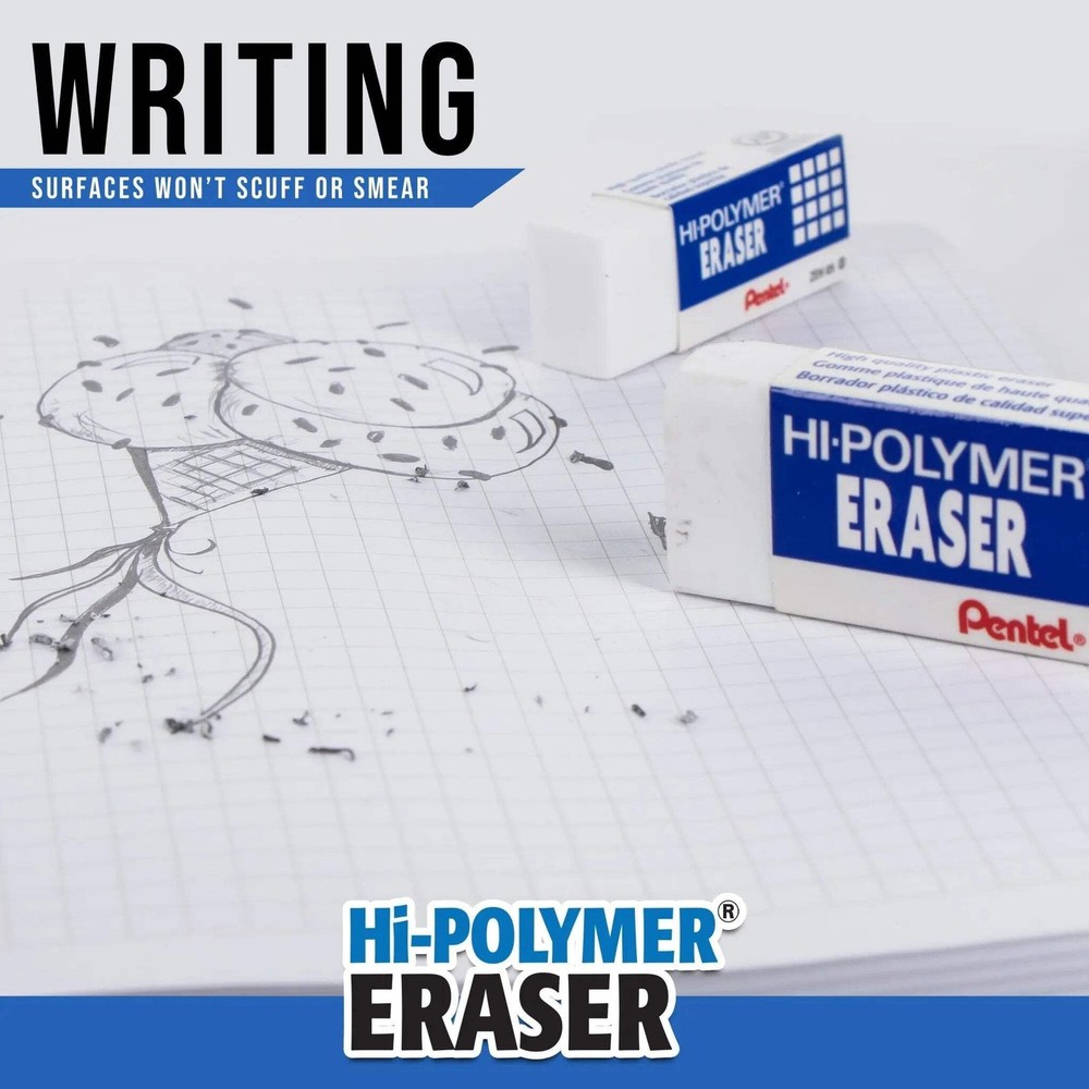 Pentel Hi-Polymer® Block Eraser Large Pink, 2 Pack