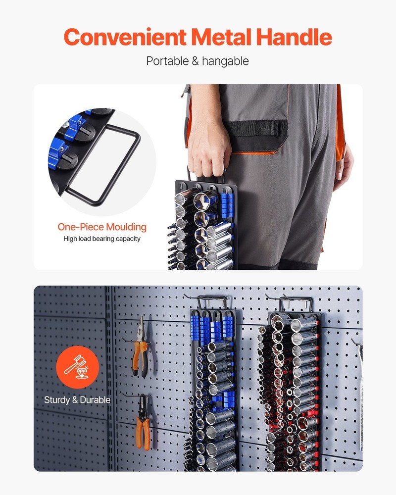 Newly Upgraded Portable Socket Organizer Set 2PCS 160 Clips Steel Socket