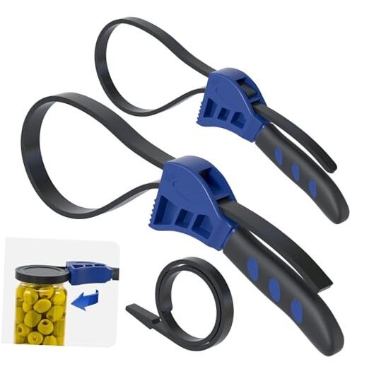 Strap Wrench Set, 2pcs Adjustable Rubber Strap Wrench, Oil Filter Strap