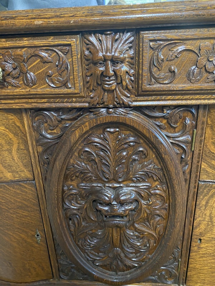 R.J. HORNER WINGED GRIFFIN OAK SIDEBOARD