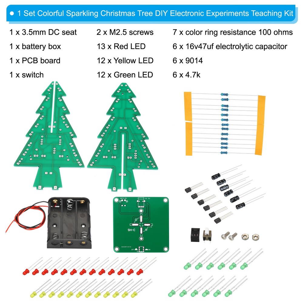Soldering Practice Board, 1 Set Electronics Kit PCB Board DIY LED Christmas Tree