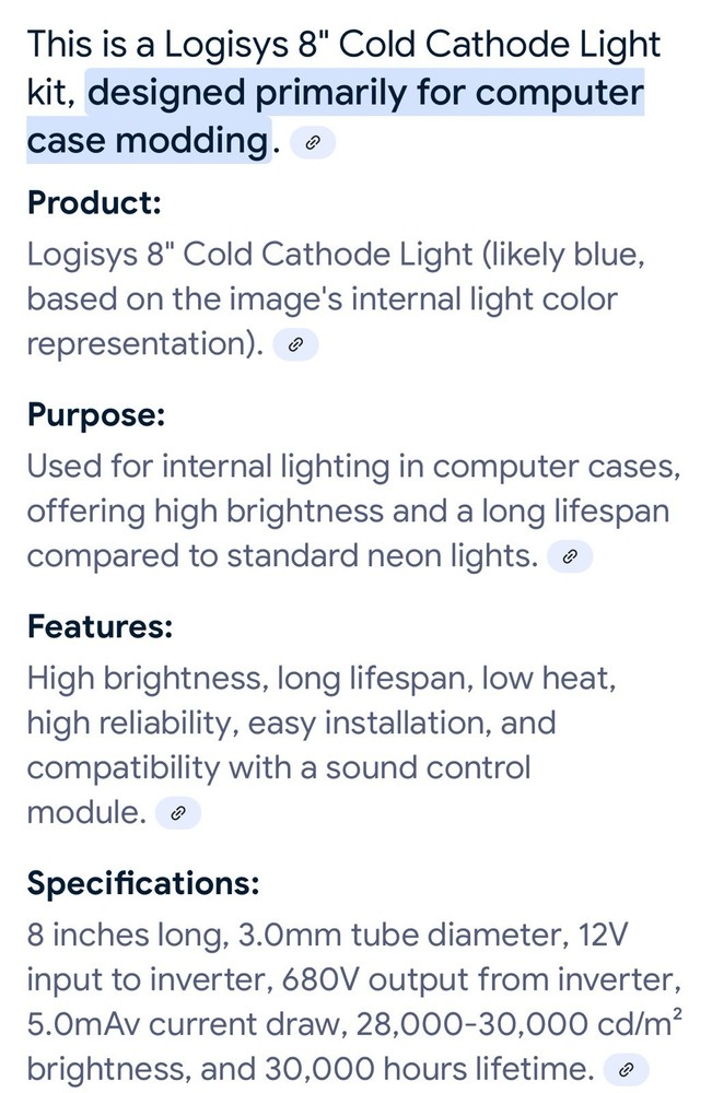Logisys Single 8” Inch Cold Cathode Fluorescent Lamp (UV)