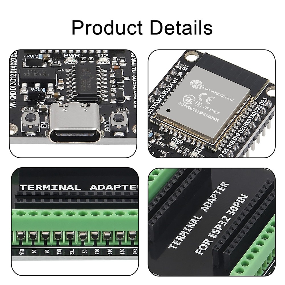 2 Pack ESP32 Development Boards CP2102 WiFi Bluetooth Dual Core with GPIO Board