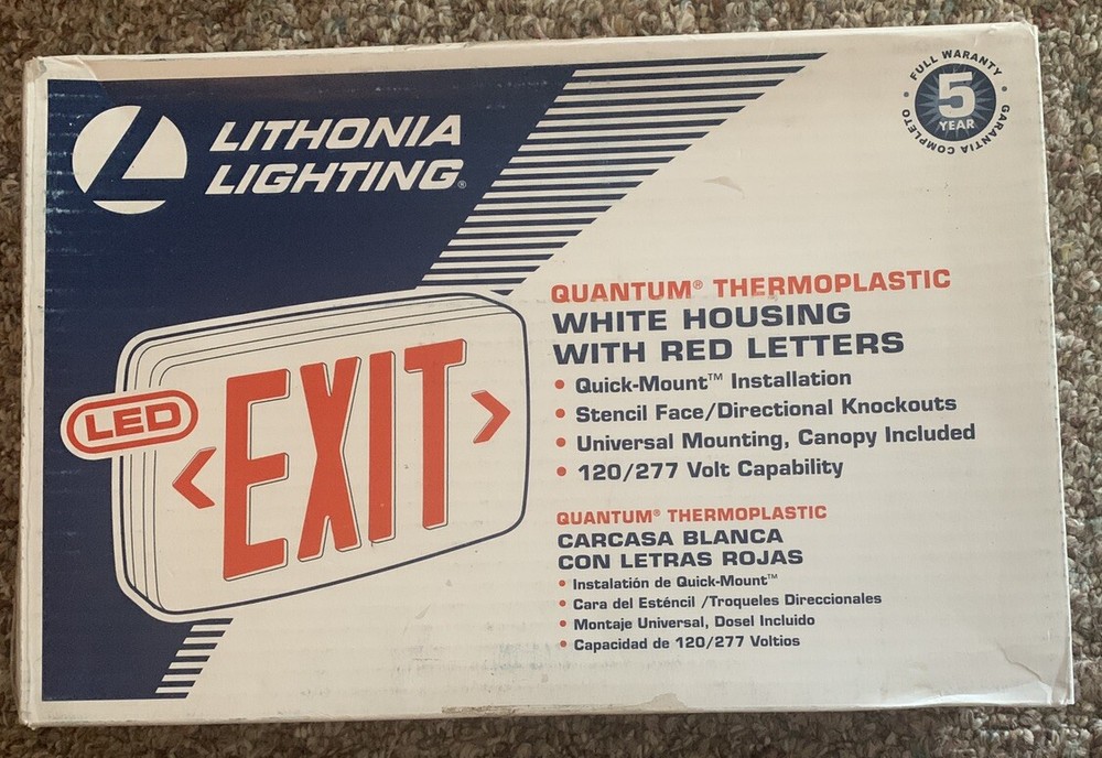 EXIT Lithonia Lighting Quantum Thermoplastic Led Emergency Red White Housing (3)