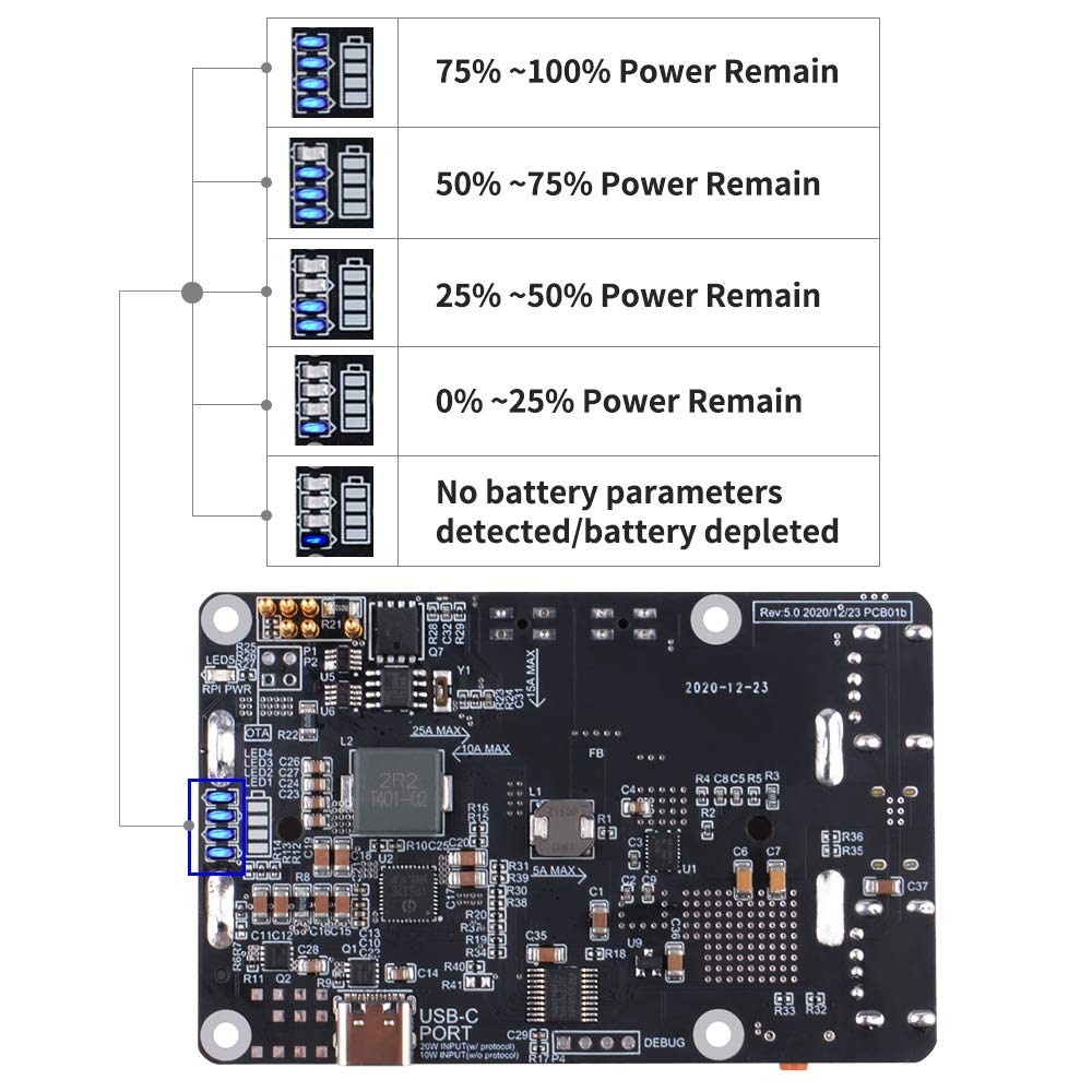 UPS V5 Power Supply Uninterruptible UPS HAT for Raspberry Pi, Support 18650 B...
