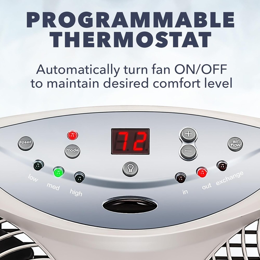 Window Fan with Reversible Airflow Blades – 3-Speed Settings, Programmable