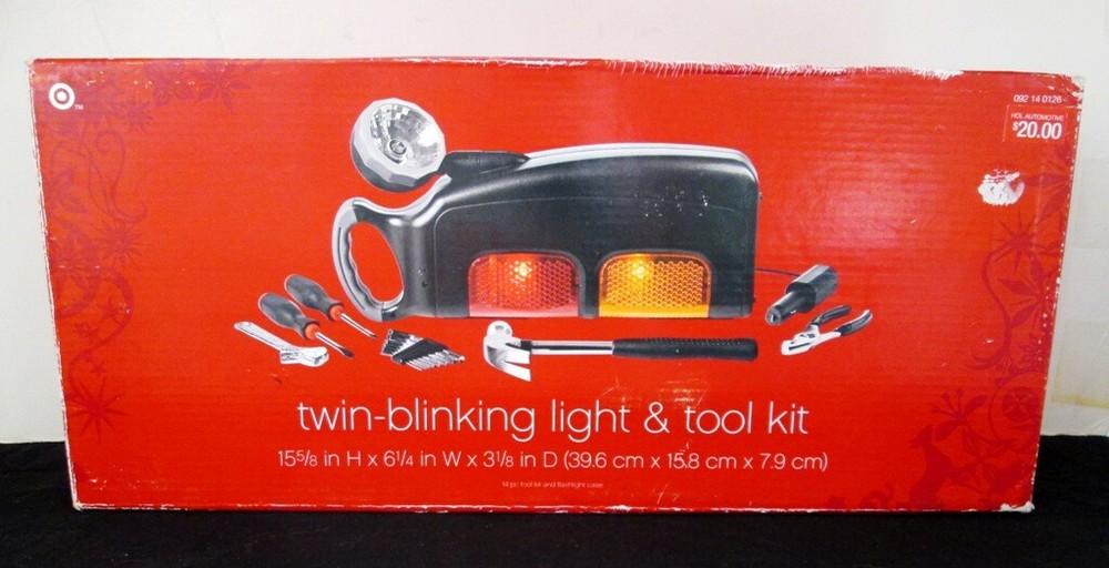 NIB - Auto Emergency Roadside Assistance Kit w/Blinking Lights, Spotlight, Tools
