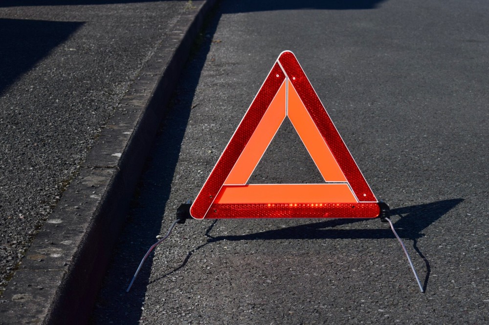 BMW Fold Up Warning Triangle with original case. Genuine BMW part.