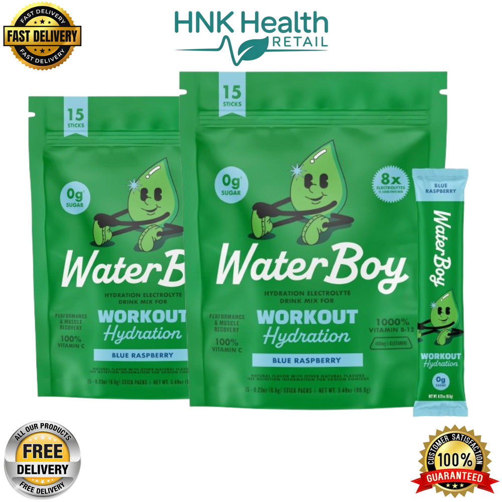 Waterboy Workout Hydration – Sugar-Free Electrolyte | Blue Raspberry (Pack of 2)