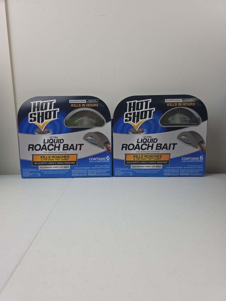 Hot Shot Liquid Roach Bait, Roach Killer, 2 Pack, 12-Count Total. Works Fast