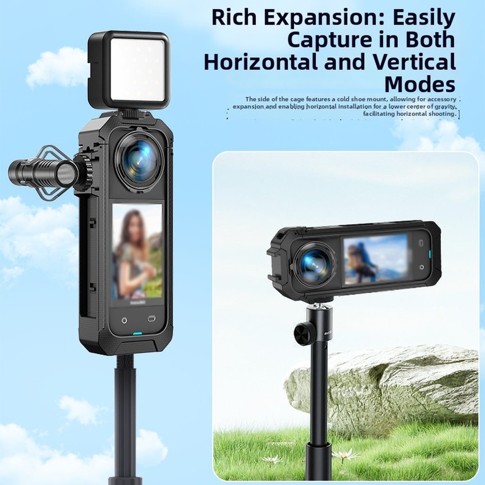 Quick Release Magnetic Frame Compatible with For Insta360 X5 Black PC Cage