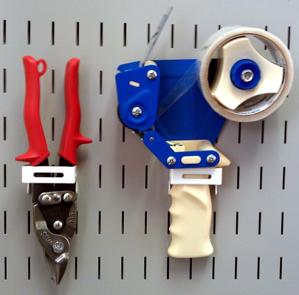 2x2 inch C-Bracket Slotted Metal Pegboard Hook Tool Board Accessory White