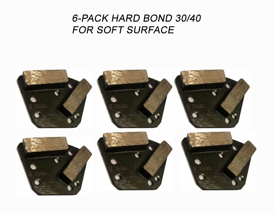 6-pack! Diamond Grinding Discs For Bolt-on Floor Grinder SOFT Surface 30/40 Grit