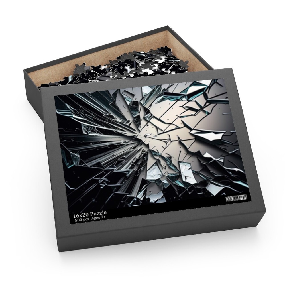 Puzzle (120, 252, 500-Piece) Shattered Glass Broken Scary Futuristic Pattern