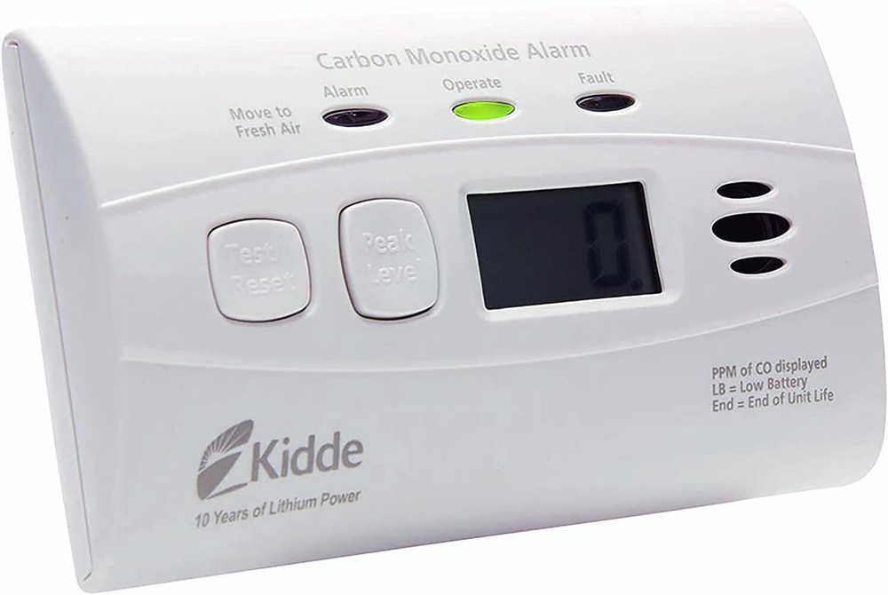 Kidde Carbon Monoxide Detector with 10-Year Battery, Digital Display, 3 LEDs