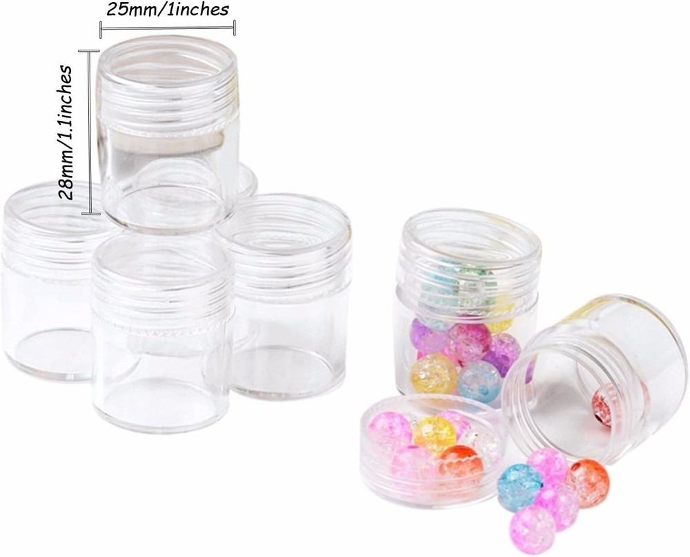 Versatile Clear Plastic Storage Box with 30 Jars - Organize Crafts & Small Items