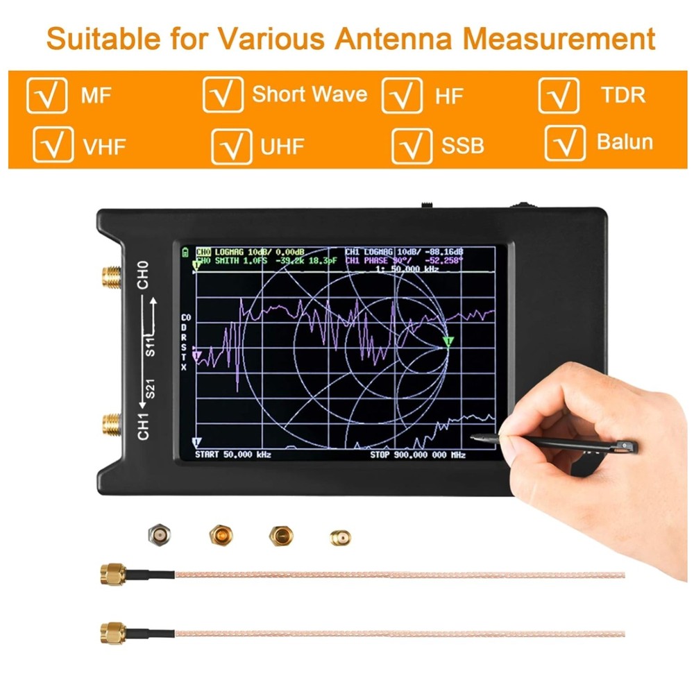 HF VHF UHF Antenna Analyzer 4" LCD Touch Screen