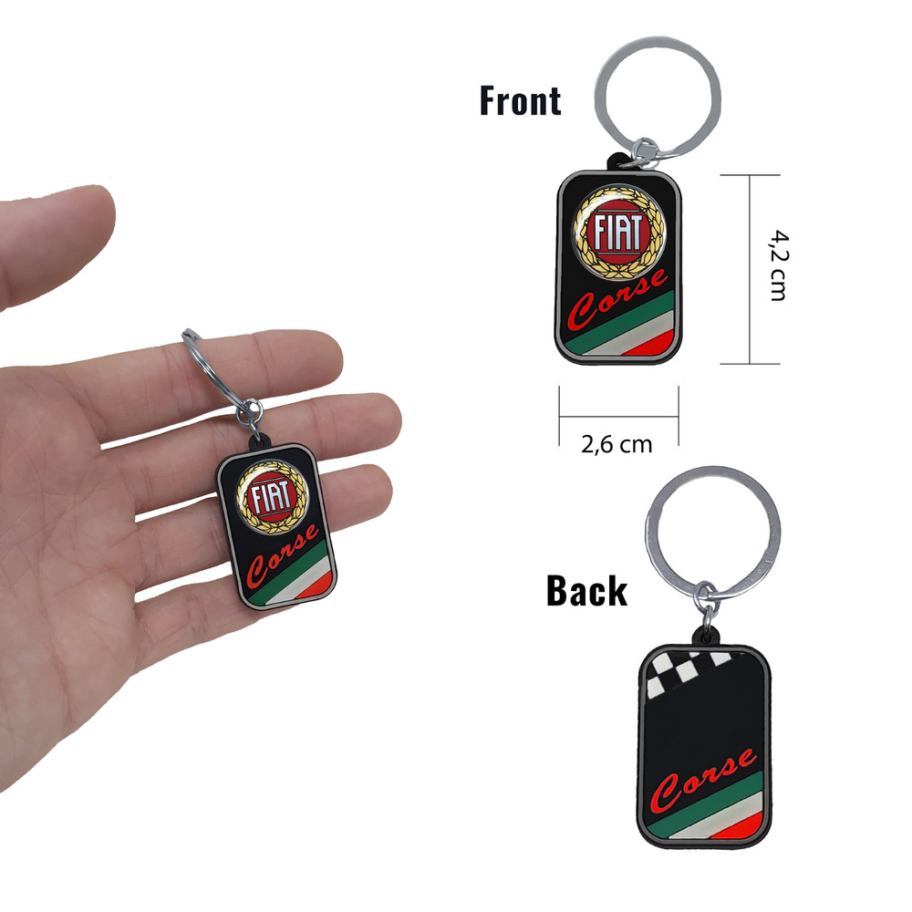 Fiat Red Vintage Key Ring, 4.2 X 2.6 Cm