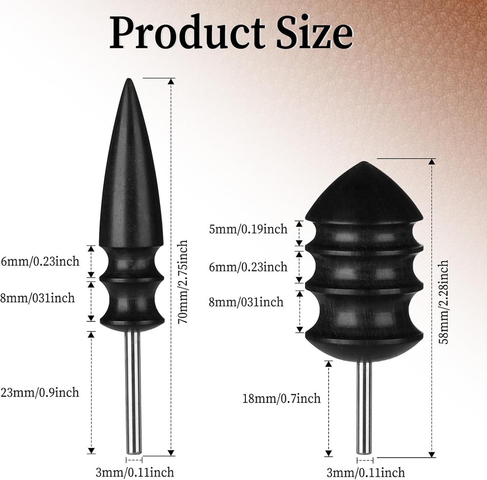 2PCS Leather Burnisher Bits, Working Tools Edge Burnish Kit...