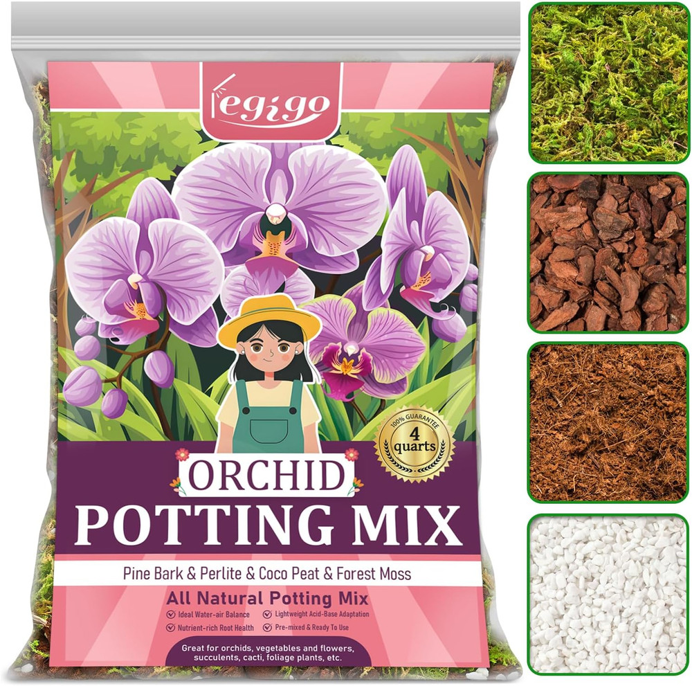 4 QT Orchid Potting Mix for Repotting- Include Moss, Pine Bark, Perlite and Coco