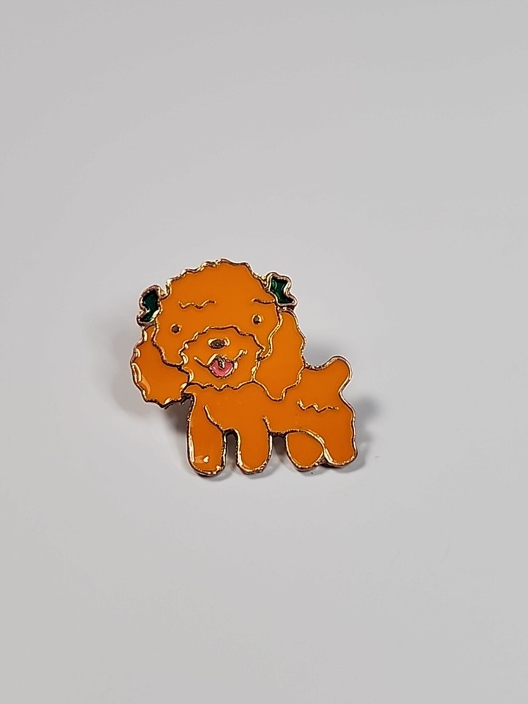 Orange Poodle Dog Lapel Pin