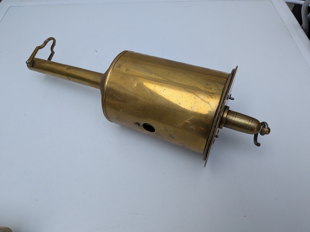 19TH C ANTIQUE Victorian clockwork roasting spit bottle jack in brass (untested)