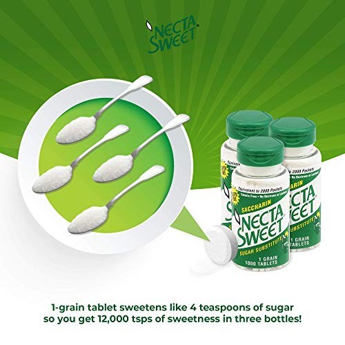 Zero-Calorie Saccharin Tablets - Sugar Substitute, 1,000 Tablets, 3-Pack