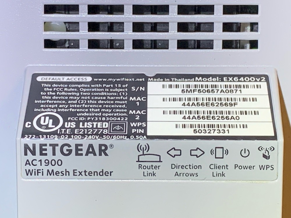 Netgear AC1900 Wireless WiFi Mesh Range Extender EX6400v2