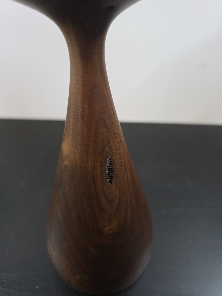 Wooden Walnut Solid Piece Candleholder MCM Decor