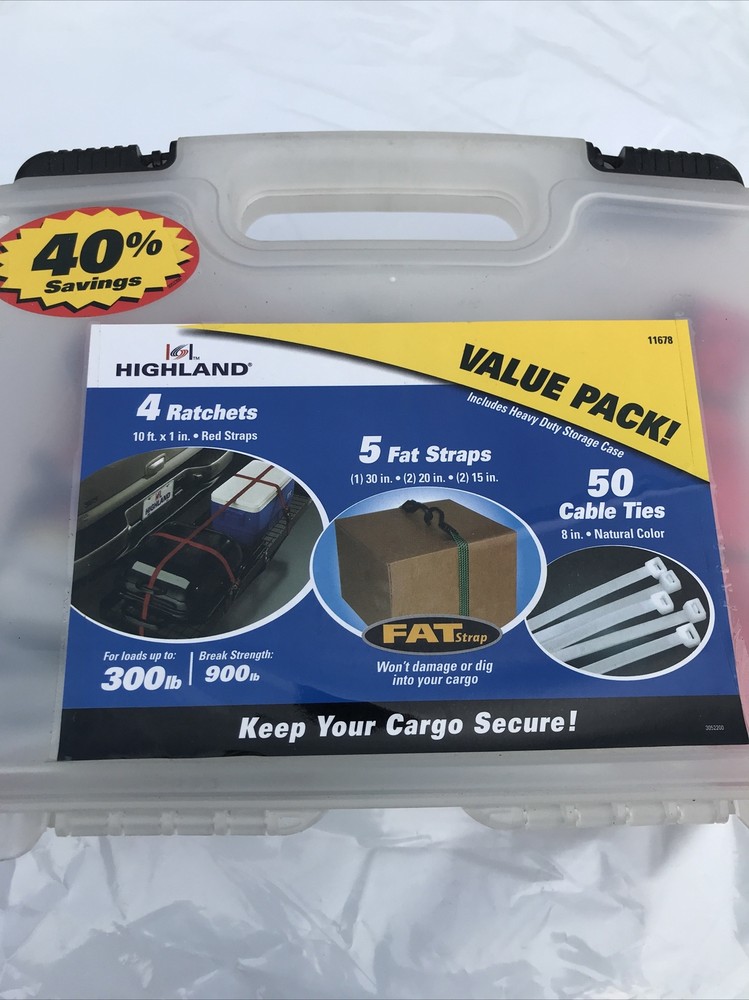 HIGHLAND CARGO VALUE PACK, 11678, RATCHETS/FAT STRAPS/CABLE TIES,