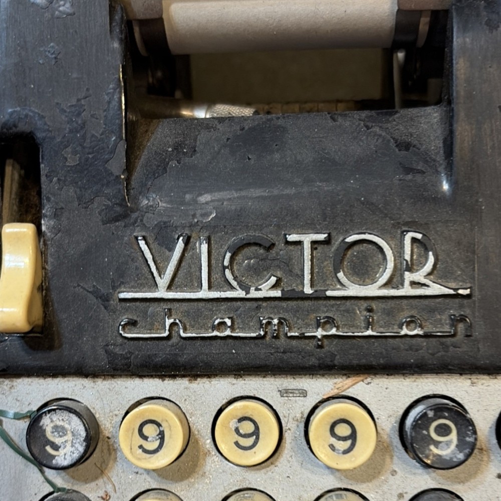 Victor Champion Vintage Mechanical Adding Machine Black