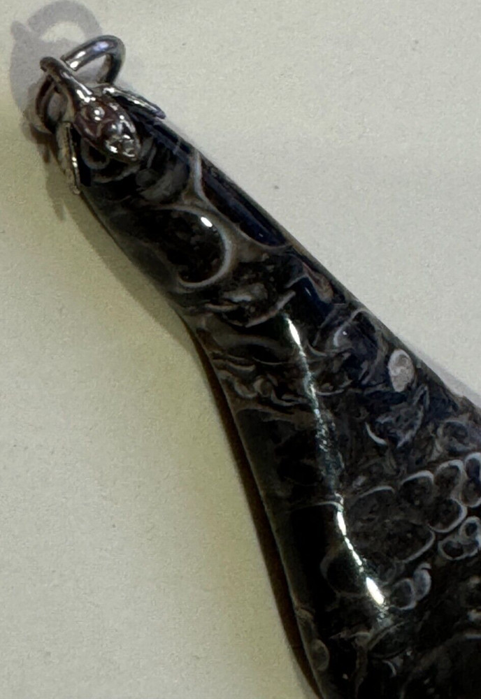 Vintage Turritella Agate Stone Pendant