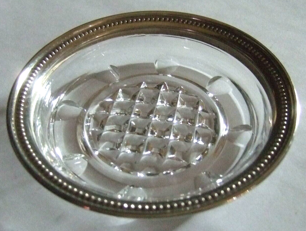 Sterling Rimmed Ashtray Coaster Marked Sterling