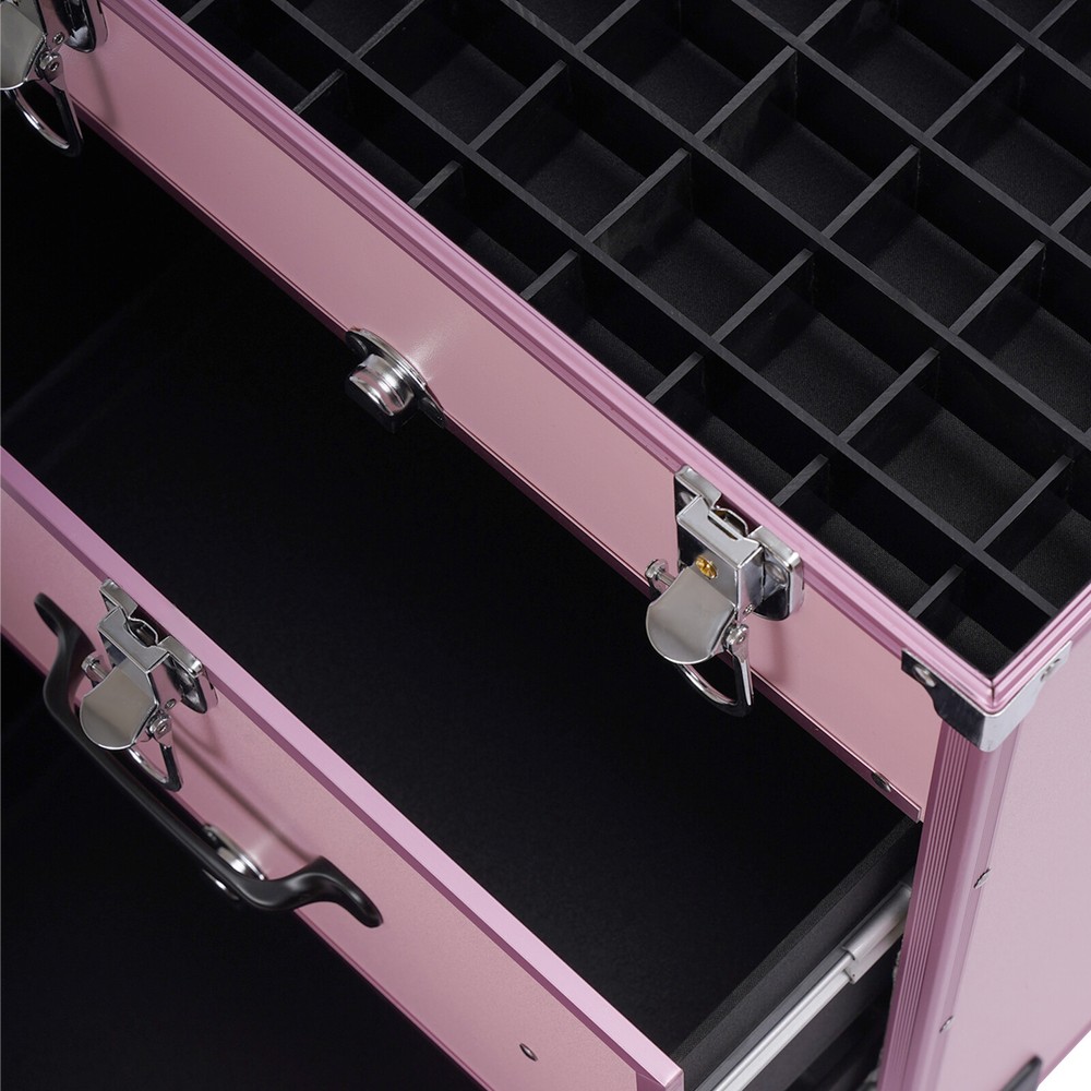 Rolling Makeup Train Case Cosmetic Professional Trolley Makeup Storage Organizer