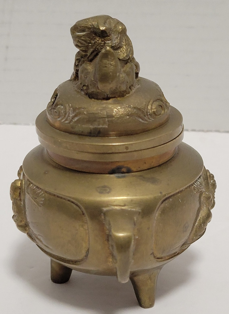 Incense burner, brass, Foo Dog Lid Pre-owned