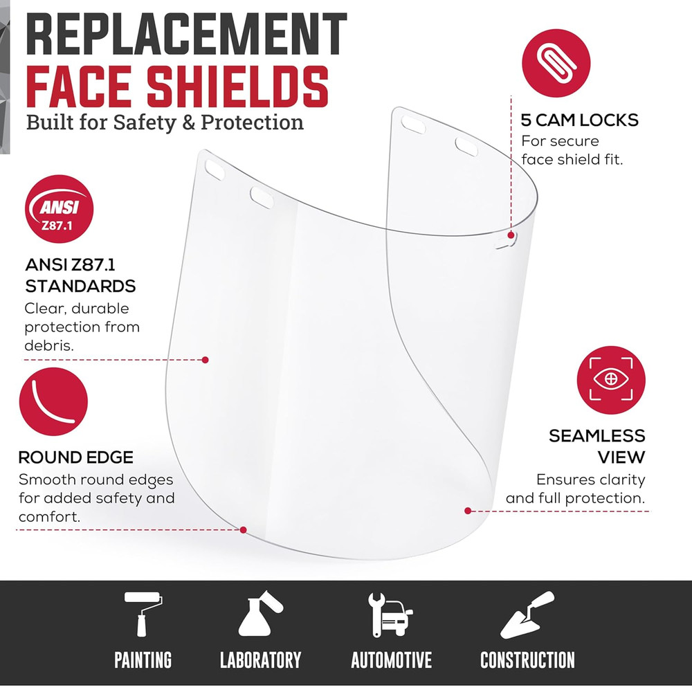Replacement Face Shields – Clear Polycarbonate Visor, Face Shield Replacements f