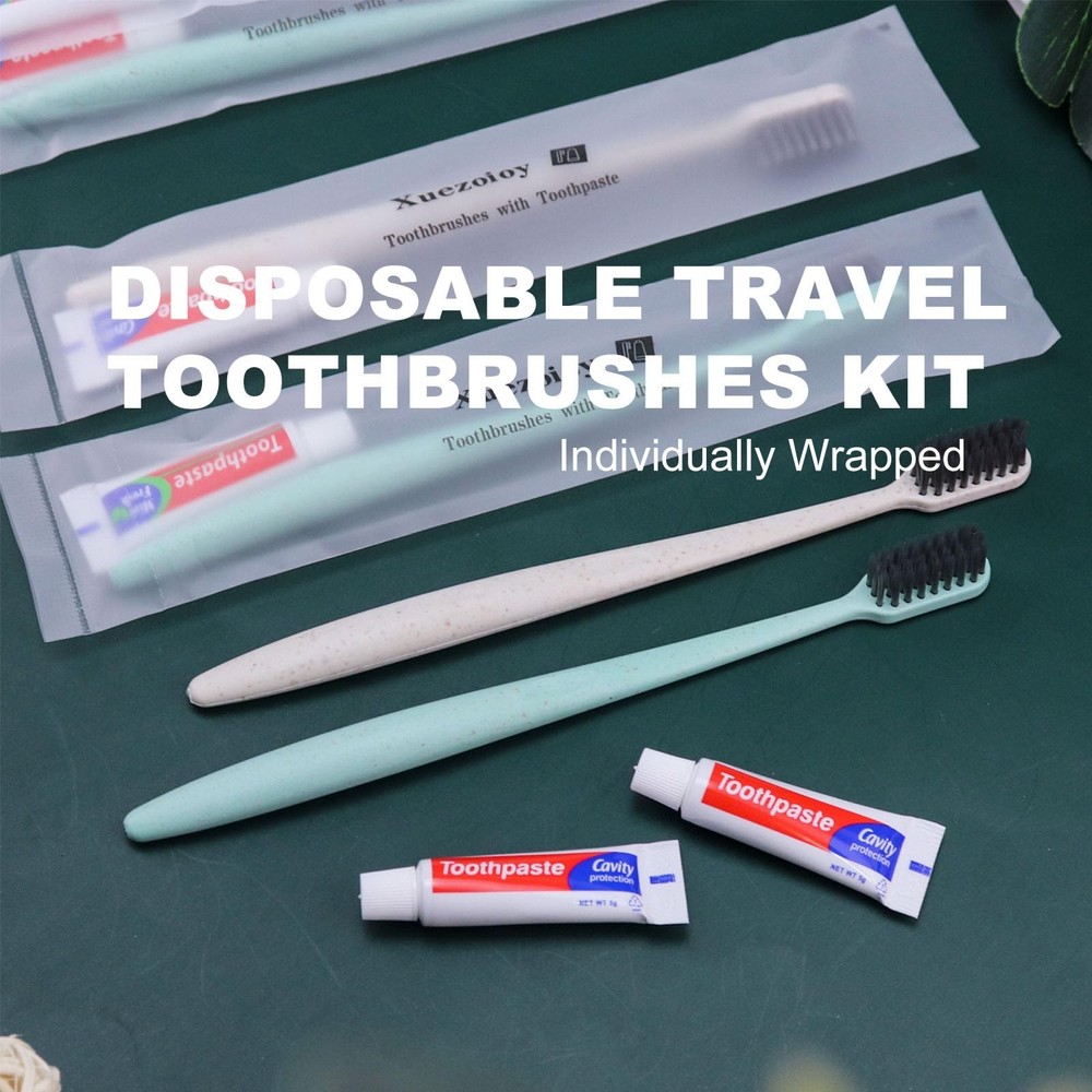 Disposable Toothbrushes with Toothpaste,60 Pack Individually Wrapped Disposab...