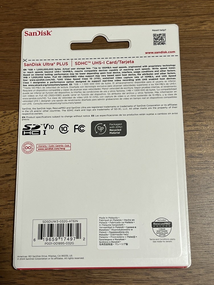 SanDisk 32GB SDHC Memory Card