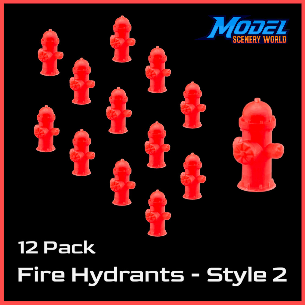 Fire Hydrants - Style 2 (12pk) - HO Scale 1:87 - Red