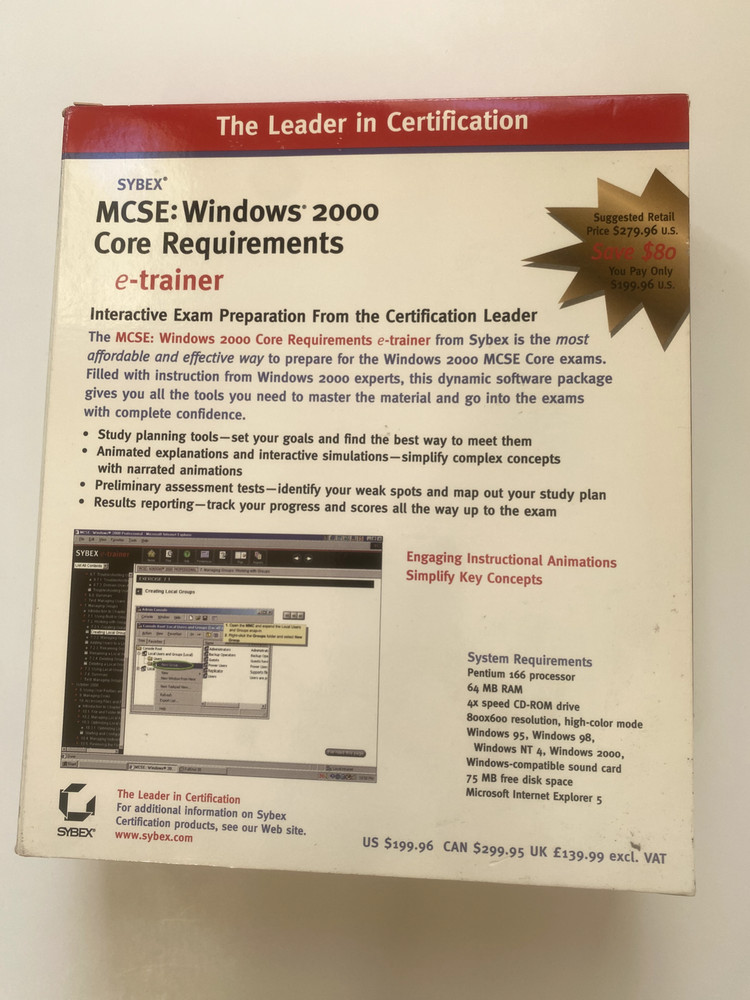 MSCE: Windows 2000 Core Requirements E-Trainer, Covers all 4 Core Exams, Sealed