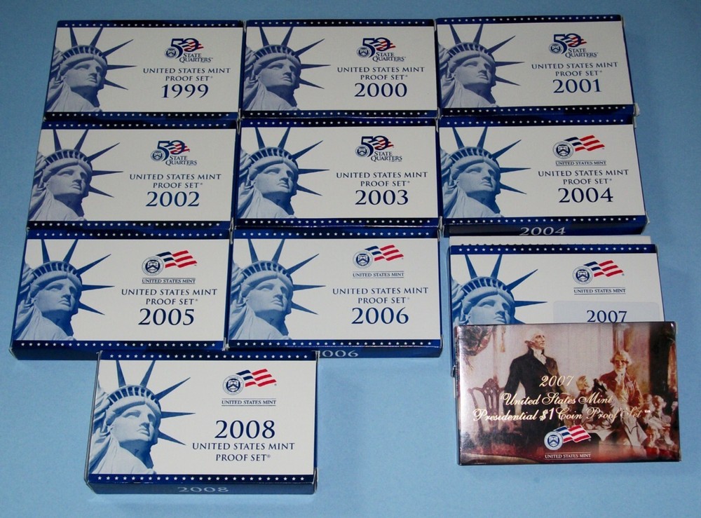 1999 though 2008 Clad Proof Sets - Complete