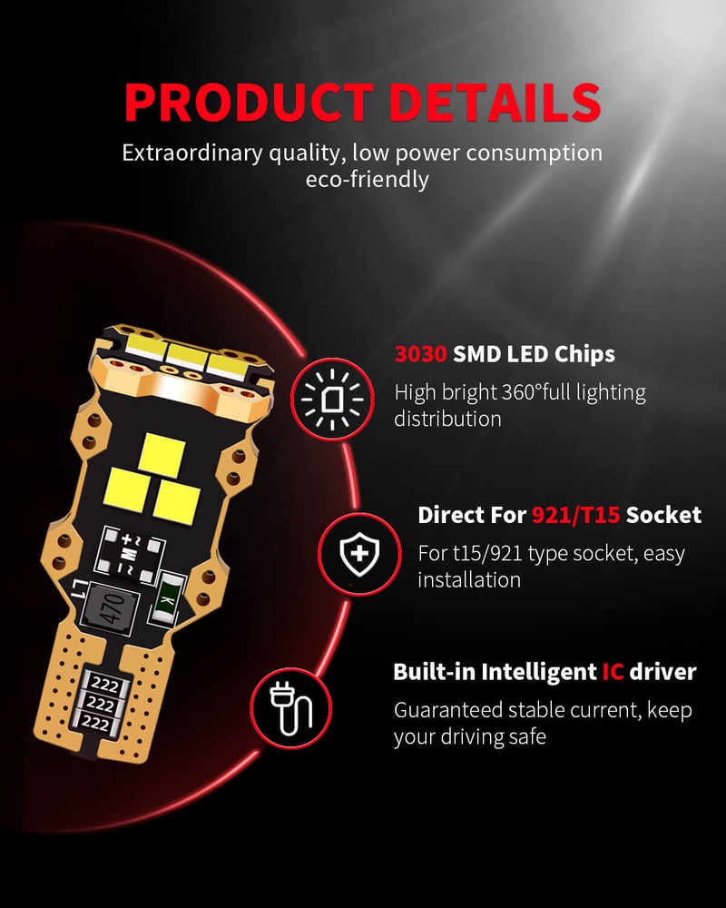 LED Reverse Backup Lights Bulbs 912 921 for Chevy Silverado 1500 2014-2022 White