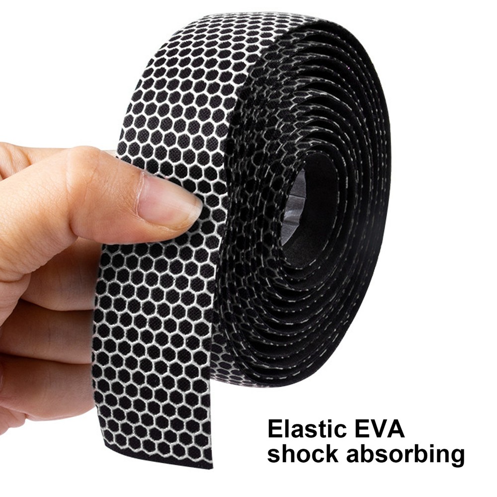 (Black White)1 Pair Handlebar Tape AntiSlip Elastic Cycli CH