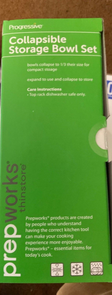 Progressive Prepworks Thinstore Collapsible Prep/Storage Bowls with Lids -new in