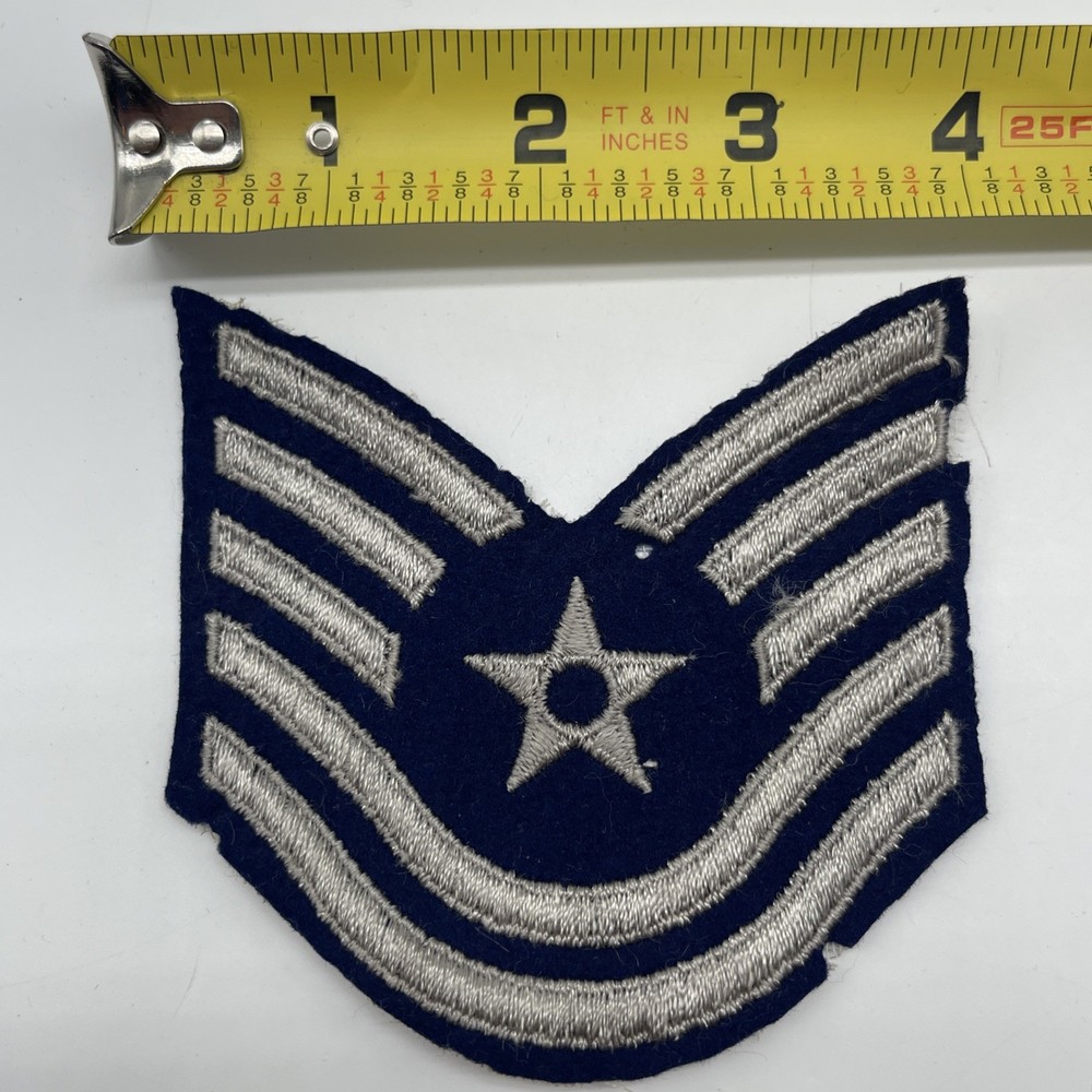 U.S. Military USAF Technical Sergeant Rank Insignia Patch Cut Felt/Wool E6 4”